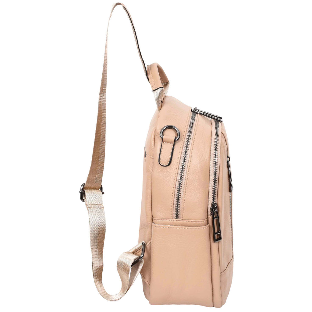 Calgary Women's Organiser Genuine Leather Backpack Rose-5