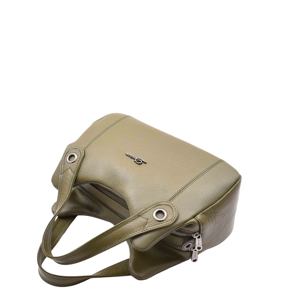 DR587 Women's Small Handbag Textured Leather Shoulder Bag Olive 5