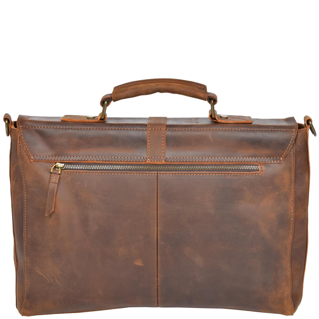 DR653 Men's Cross Body Bag Real Leather Vintage Briefcase Tan 5