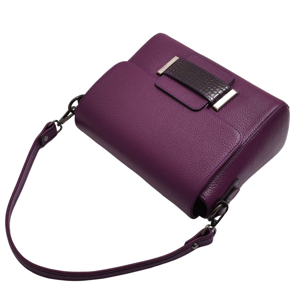 DR582 Women's Leather Adjustable Shoulder Strap Messenger Bag Purple 5