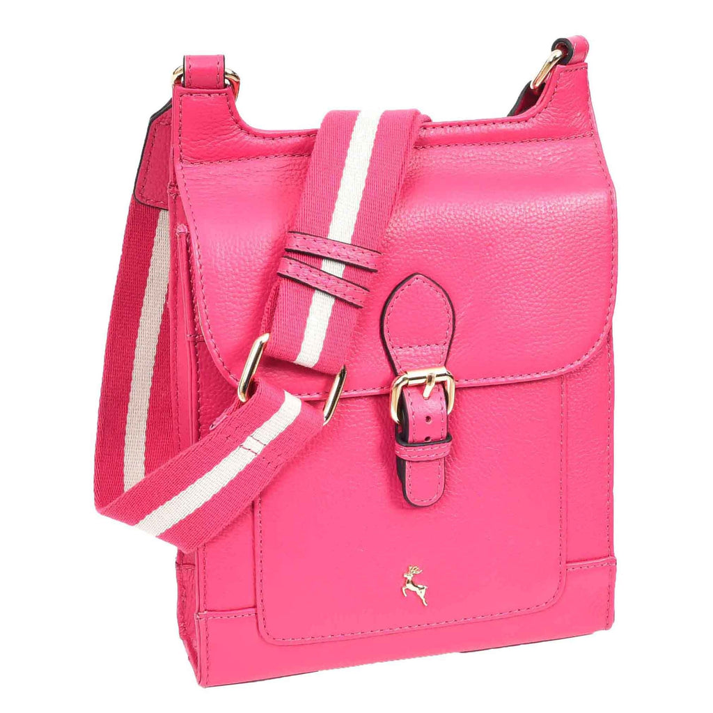 DR685 Ladies Real Leather Travel Messenger Bag Pink 2