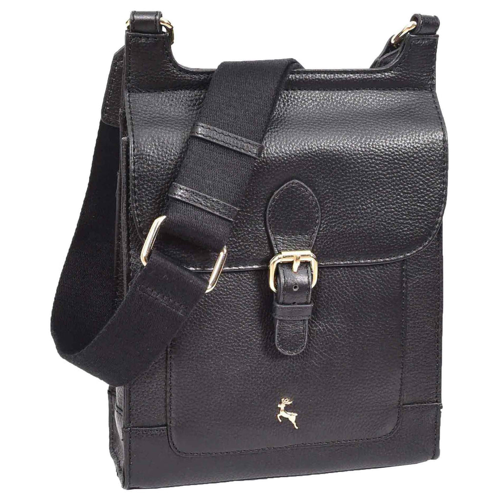 DR685 Ladies Real Leather Travel Messenger Bag Black 2