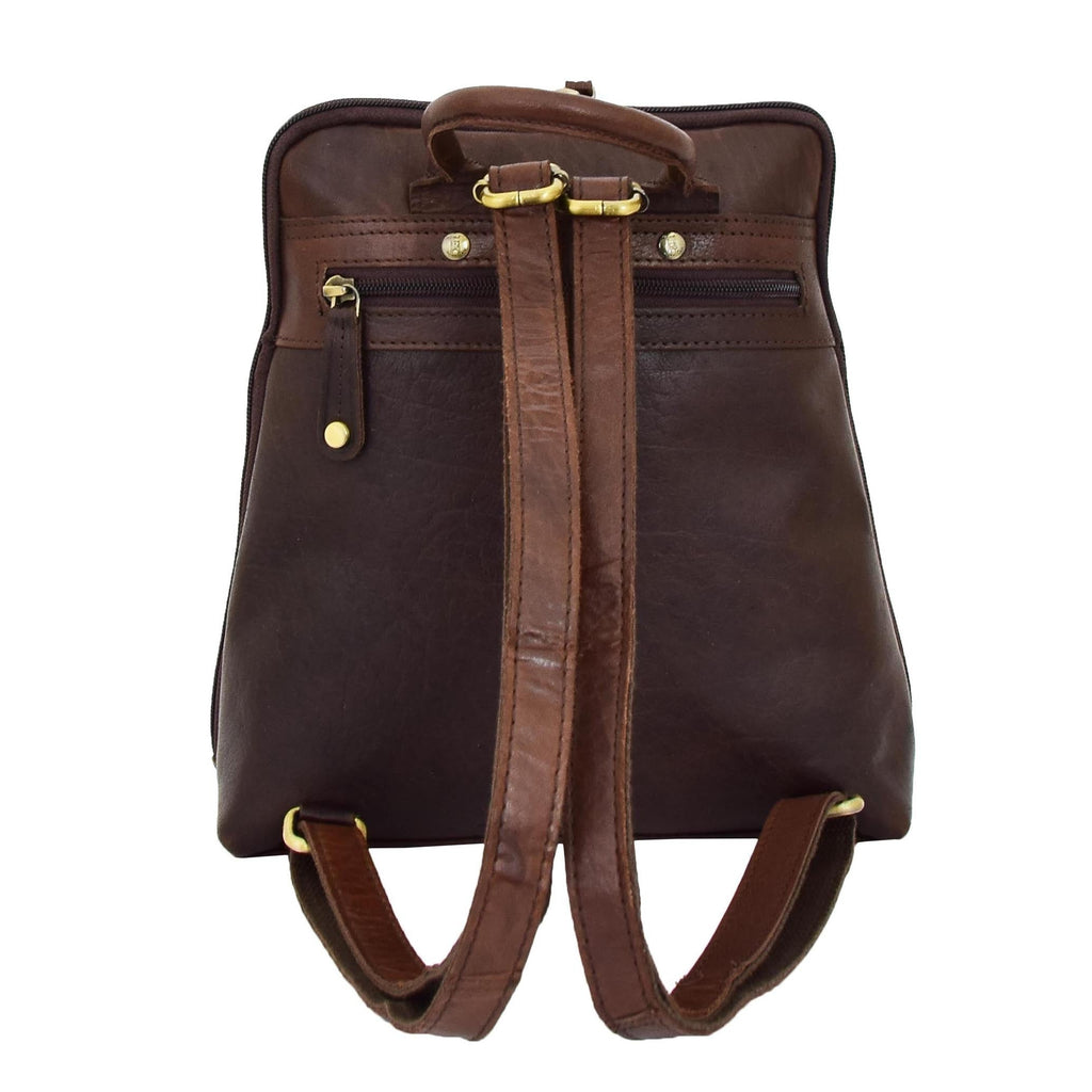 DR672 Women's Genuine Leather Small Size Backpack Brown 4