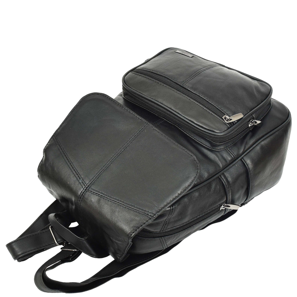 DR671 Women's Organiser Bag Genuine Leather Backpack Black 5