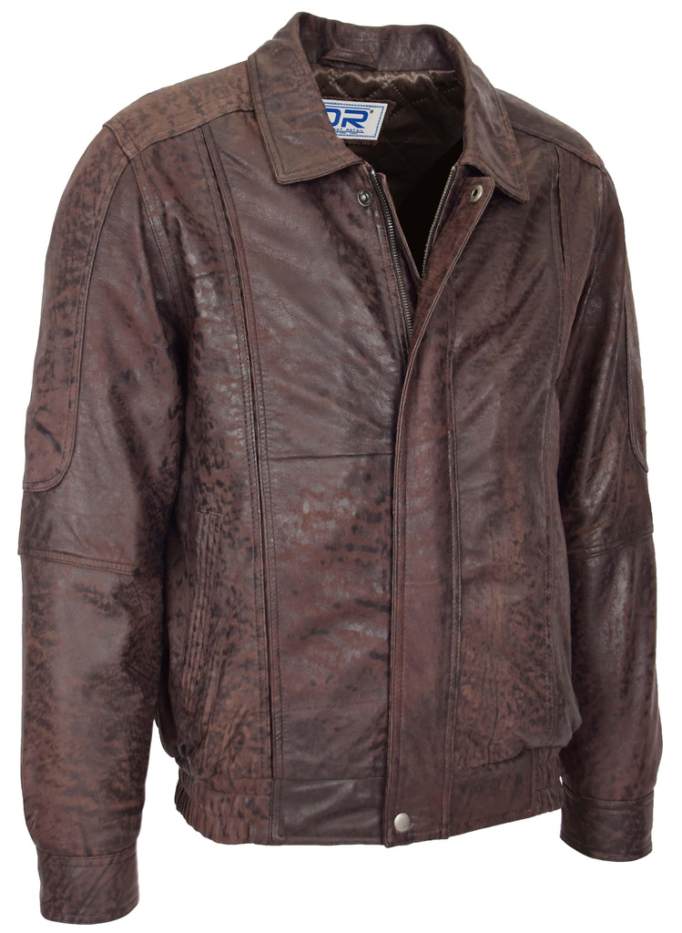 DR107 Men's Leather Classic Blouson Jacket Brown Nubuck 3