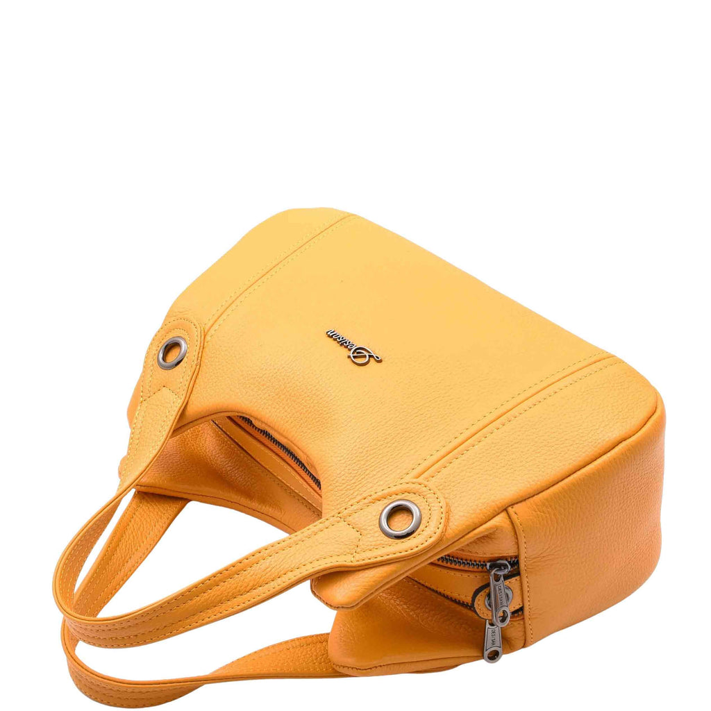 DR587 Women's Small Handbag Textured Leather Shoulder Bag Yellow 5
