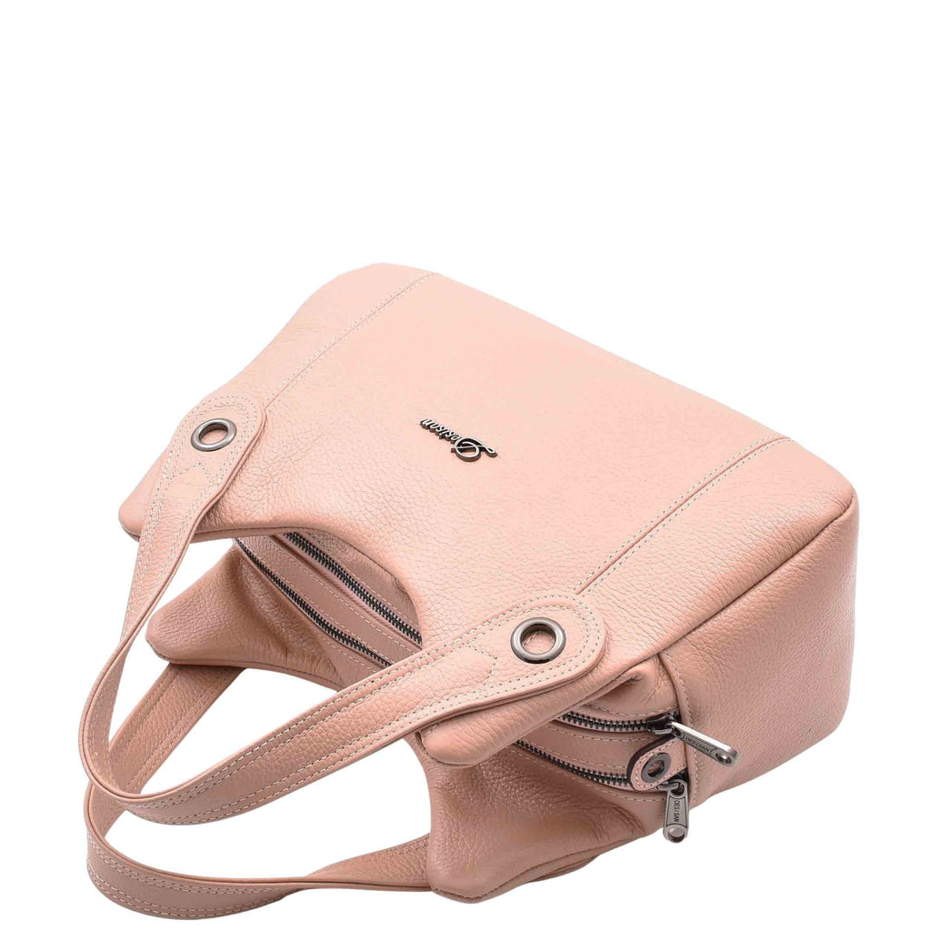 DR587 Women's Small Handbag Textured Leather Shoulder Bag Rose 5