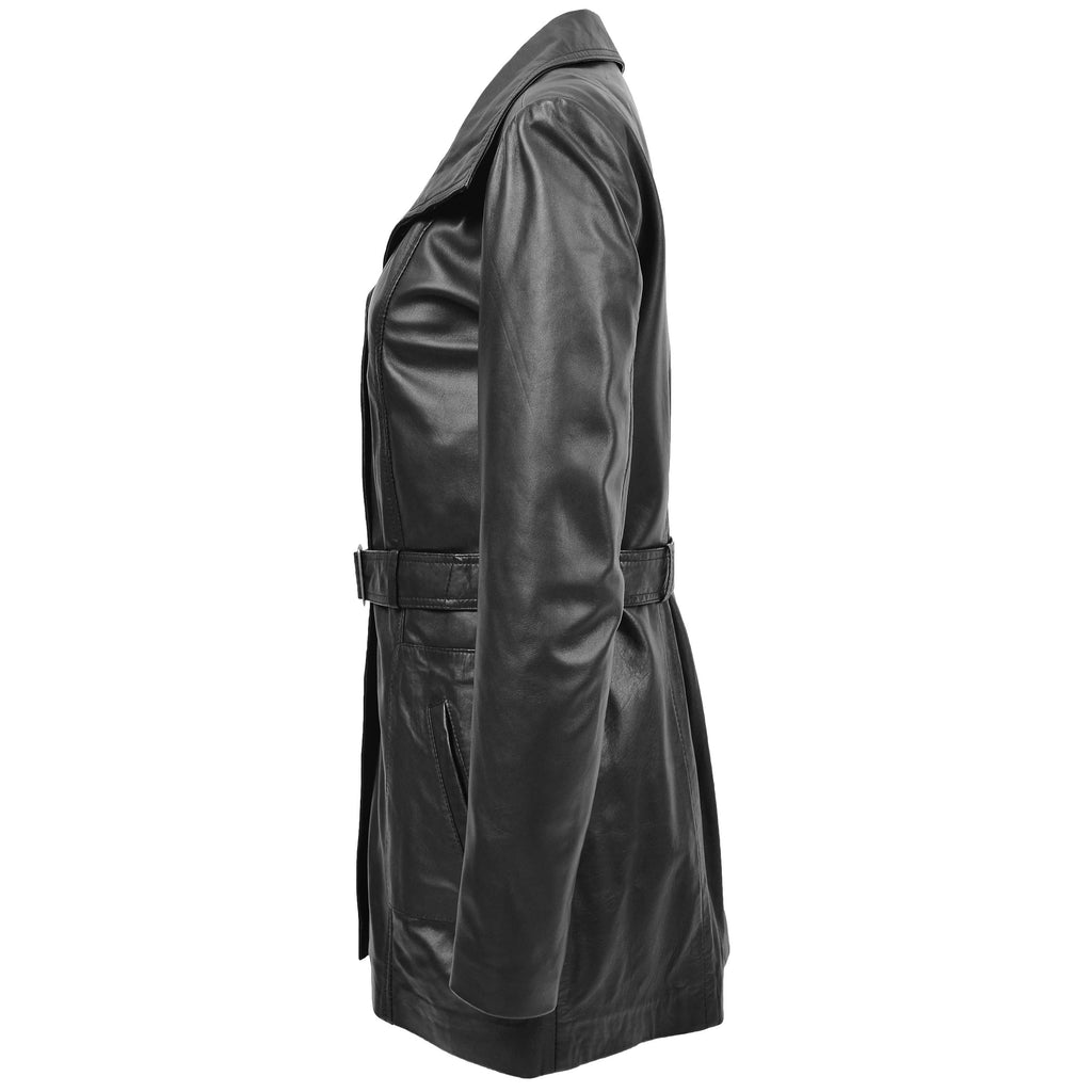 DR219 Women's Smart Winter Leather Coat Black 5