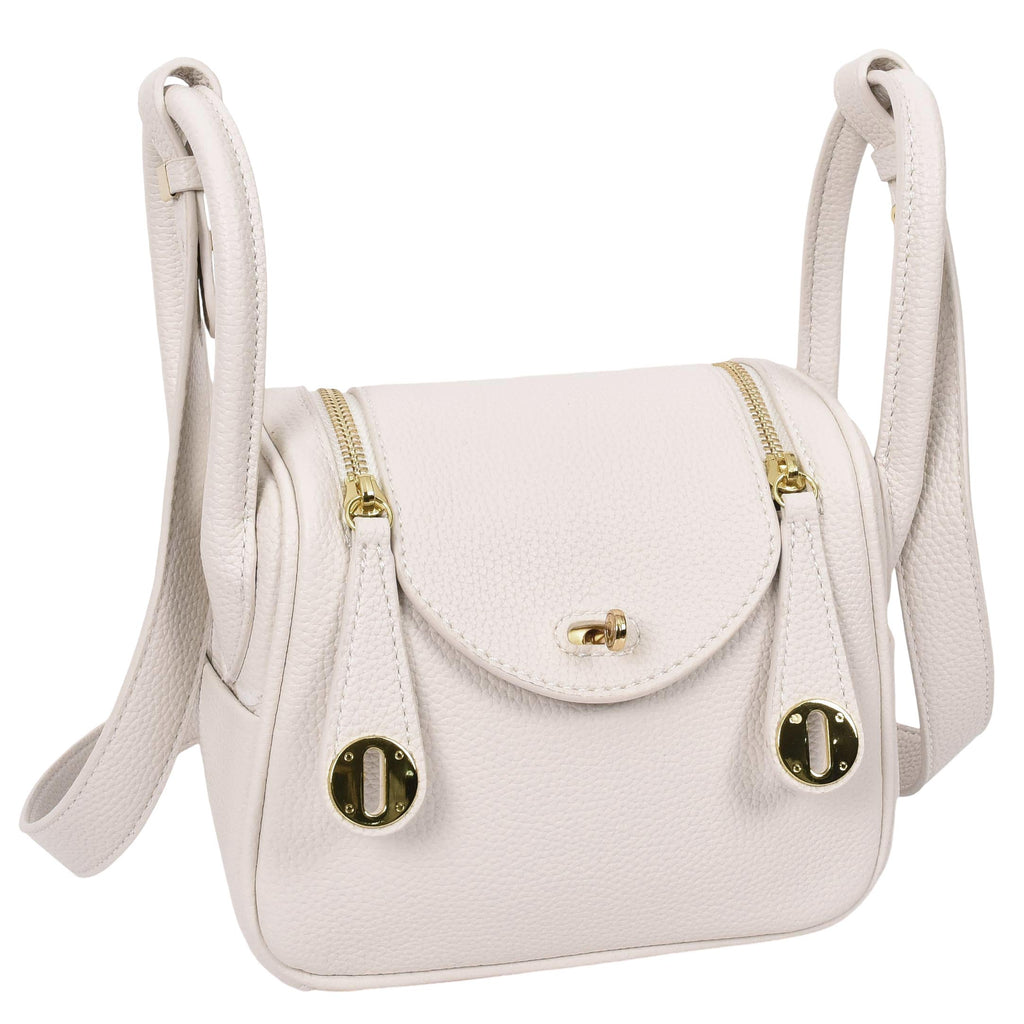 Regina Women's Faux Leather Mini Shoulder Strap Bag White-6