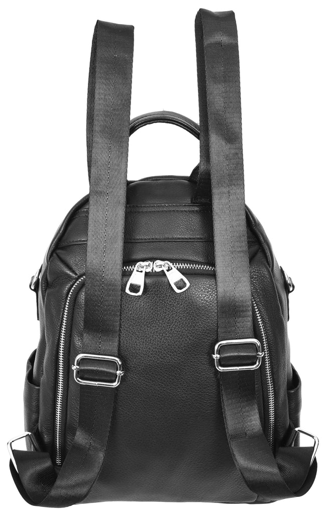 Vancouver Women's Genuine Leather Casual Organiser Backpack Black-5