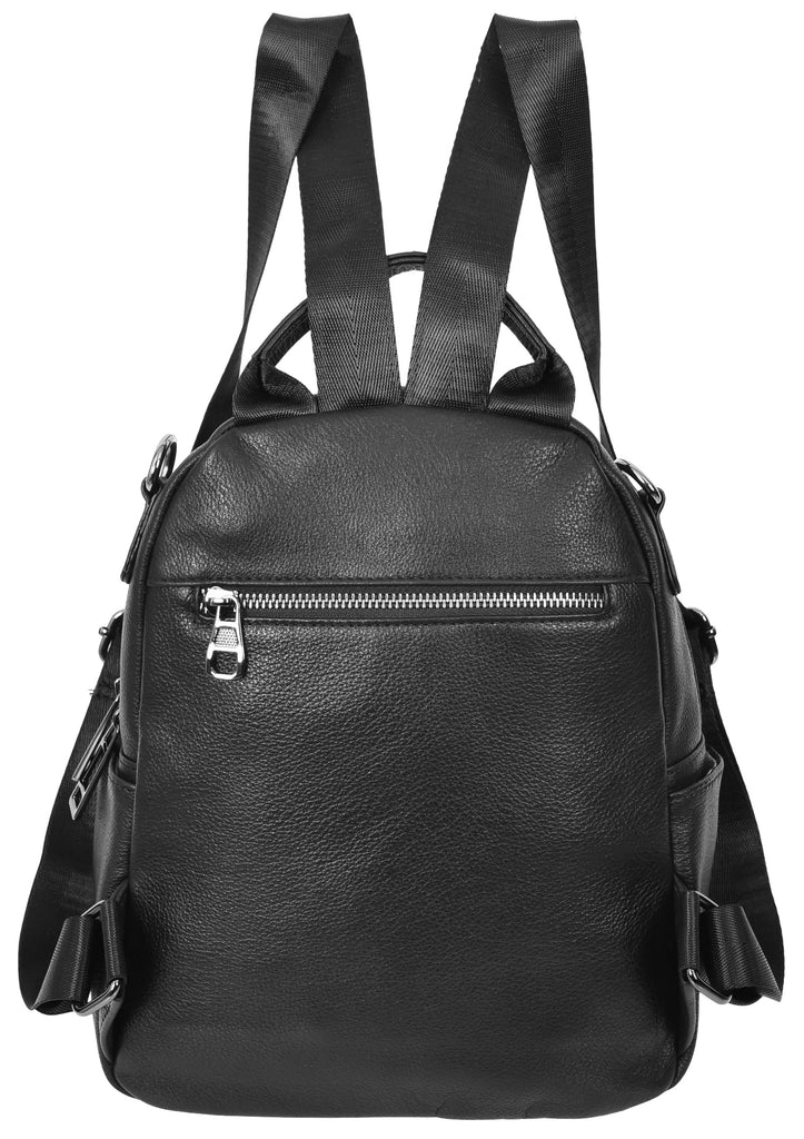 Calgary Women's Organiser Genuine Leather Backpack Black-6