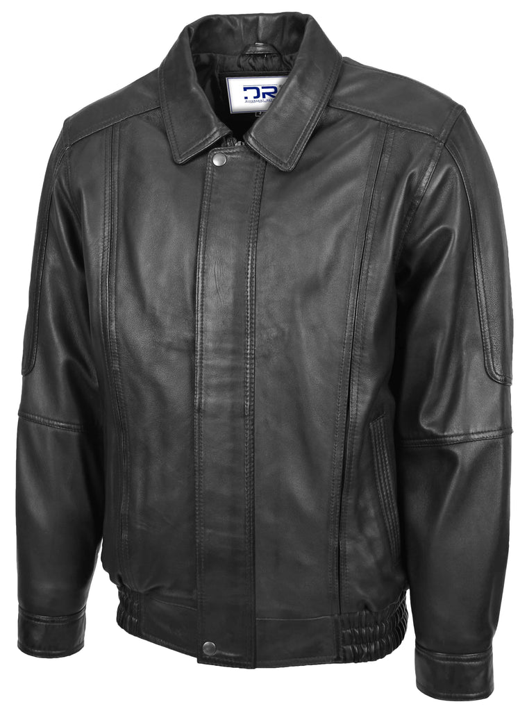 DR107 Men's Leather Classic Blouson Jacket Black 4