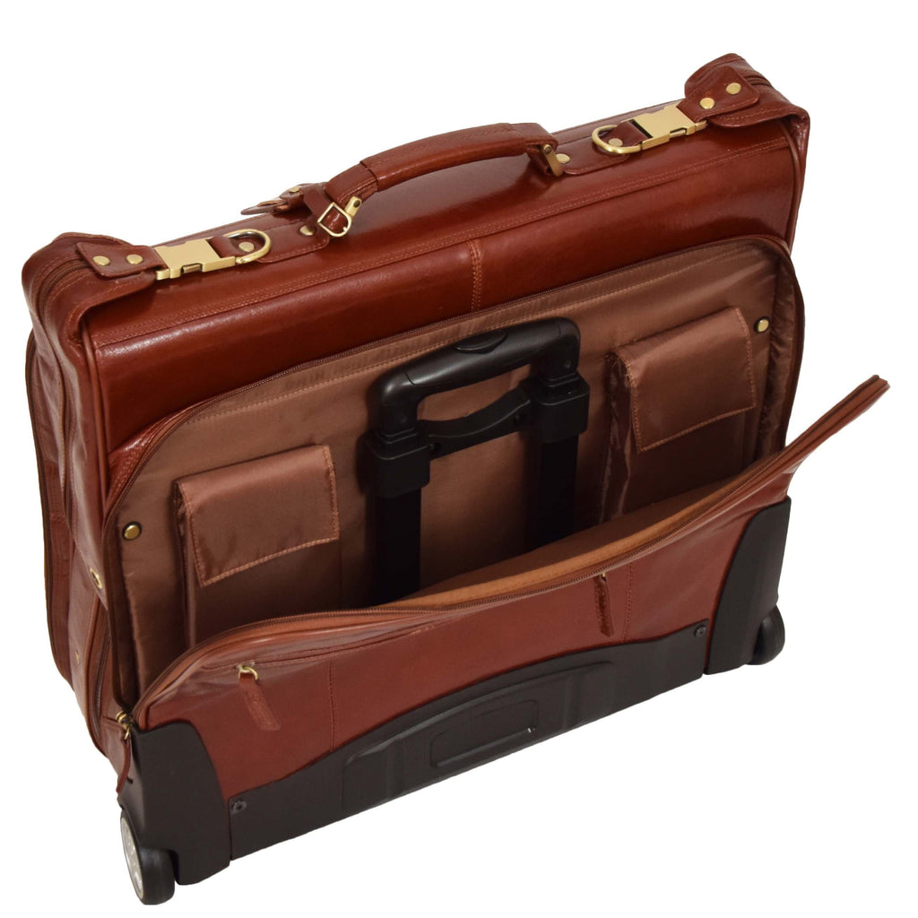 DR641 Real Leather Business Suit Carrier With Wheels Cognac 6