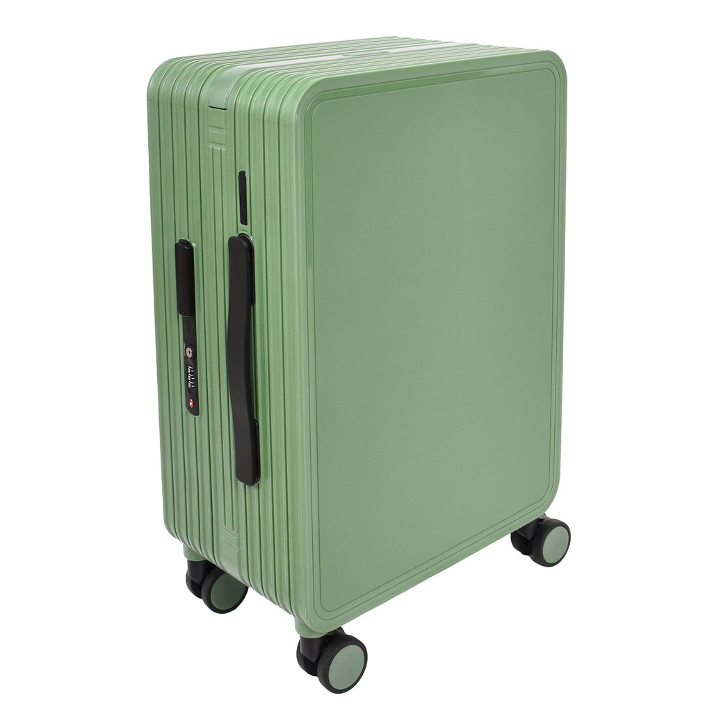 DR698 Cabin Size USB Port Suitcase Four Wheels Hard Shell Smart Luggage Green-5