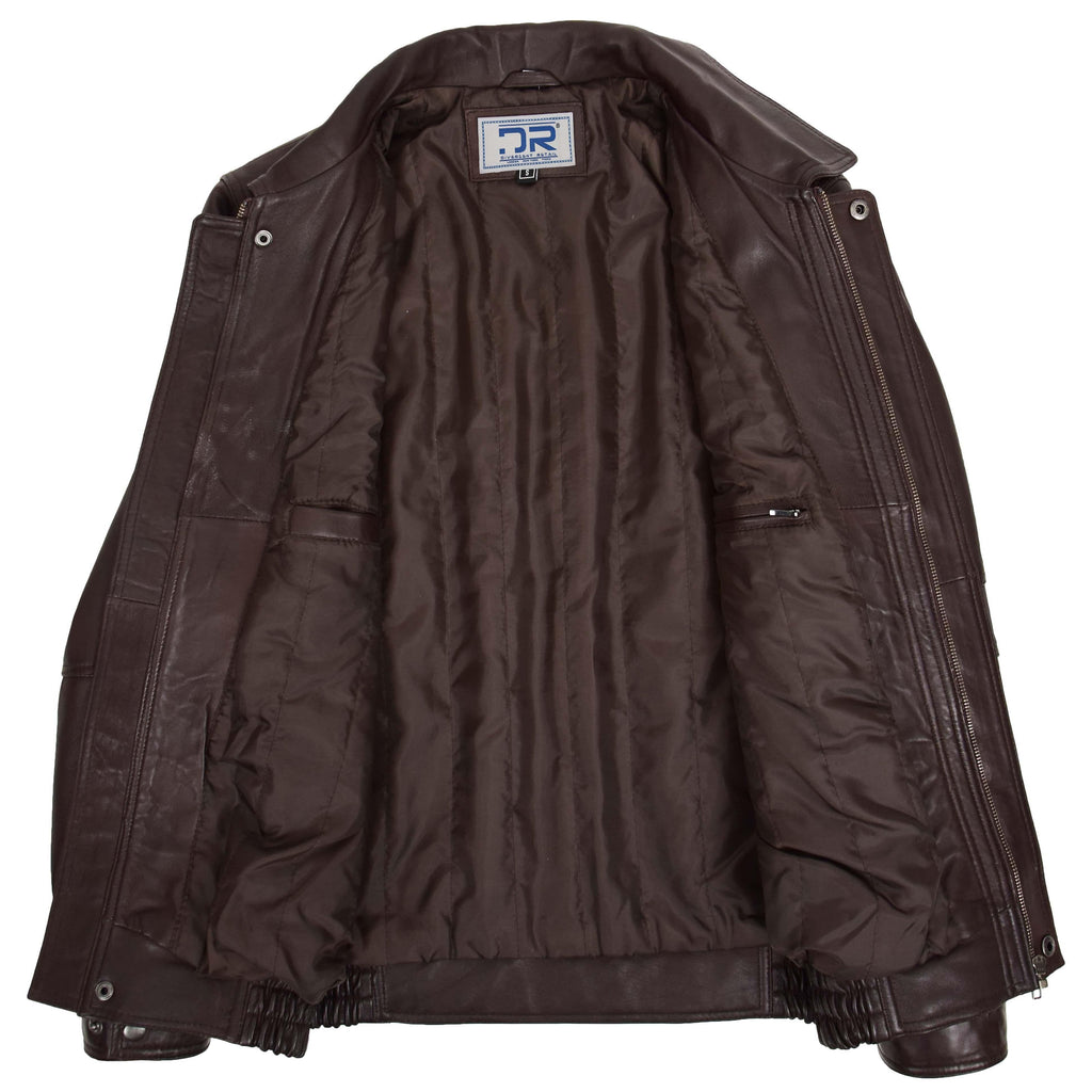 DR107 Men's Leather Classic Blouson Jacket Brown 5