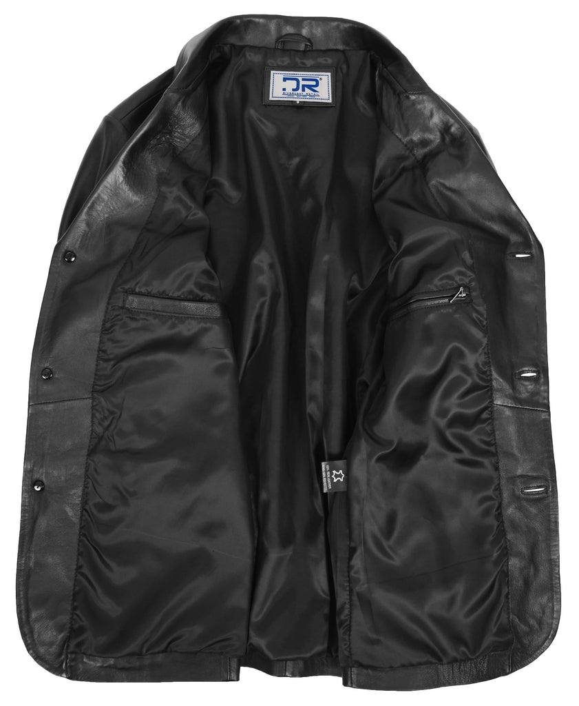 DR111 Real Lambskin Leather Men's Blazer Coat Black 6