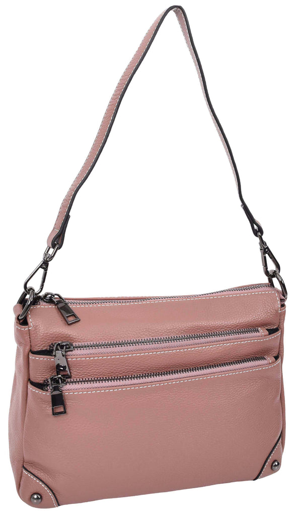 Adalynn Women's Real Leather Cross-Body Organiser Shoulder Bag Rose-5