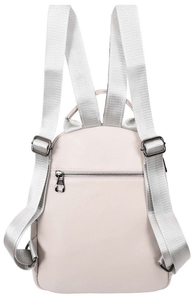 Calgary Women's Organiser Genuine Leather Backpack Off White-6