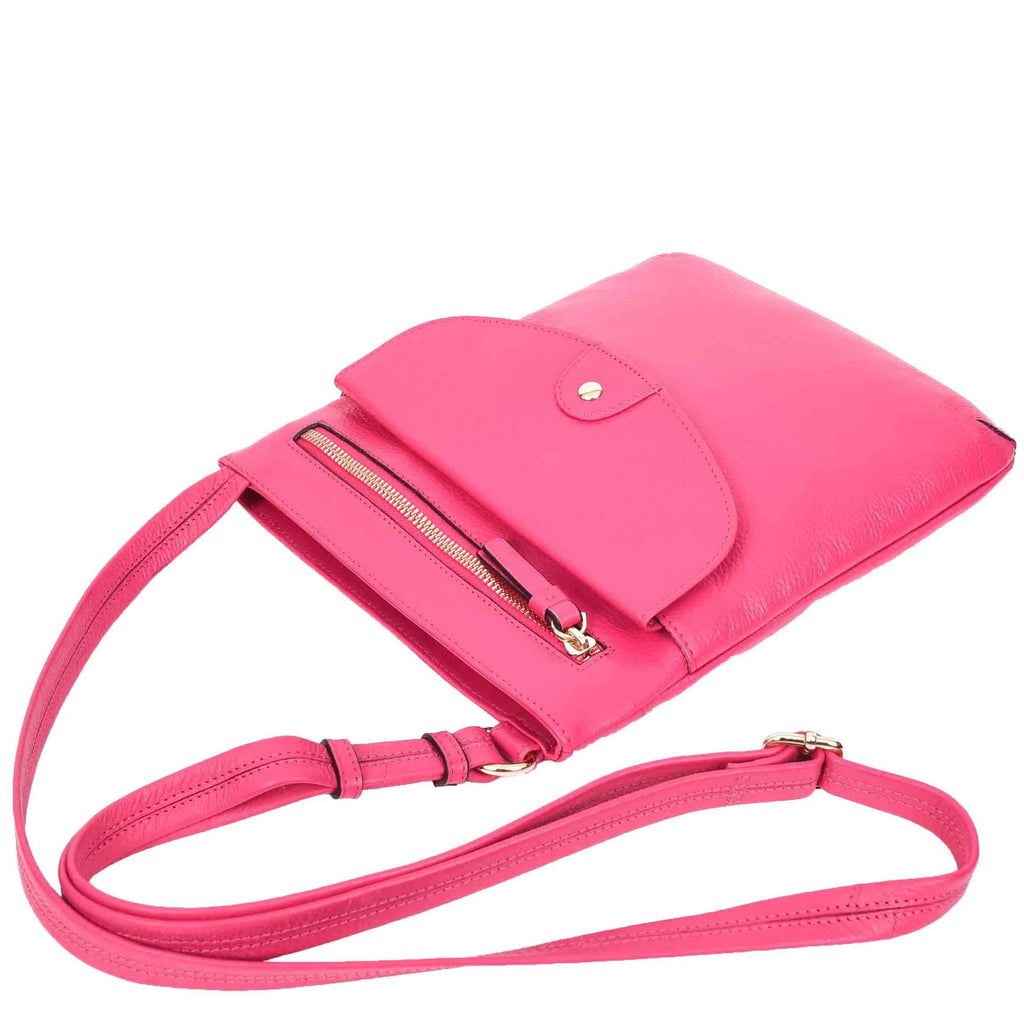DR686 Ladies Leather Cross Body Sling Bag Pink  2DR686 Ladies Leather Cross Body Sling Bag Pink 3