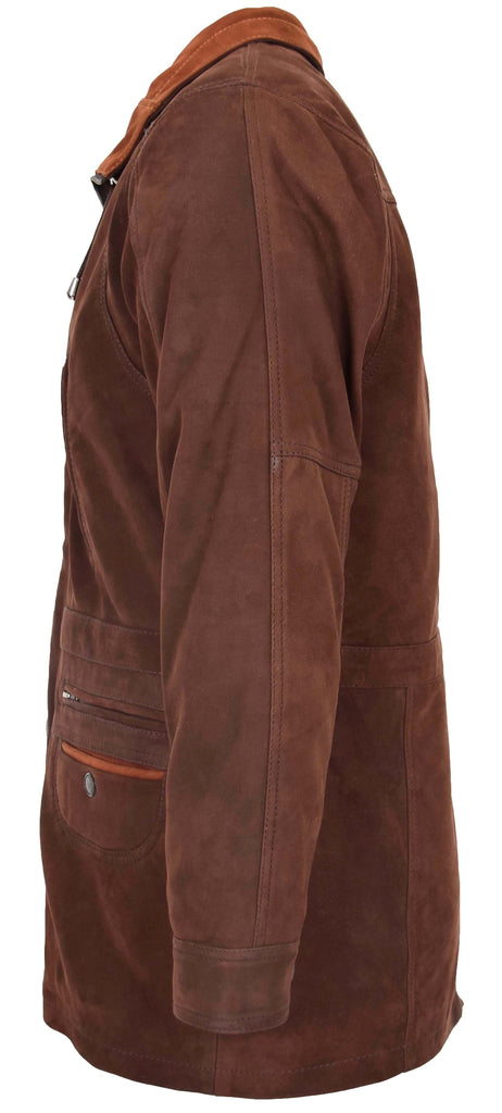 DR115 Men's Classic Nubuck Leather Coat Brown 6