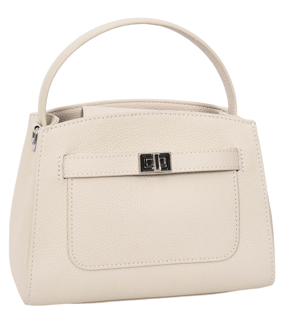 Halifax Women Small Leather Top Handle Shoulder Handbag  Off white-6