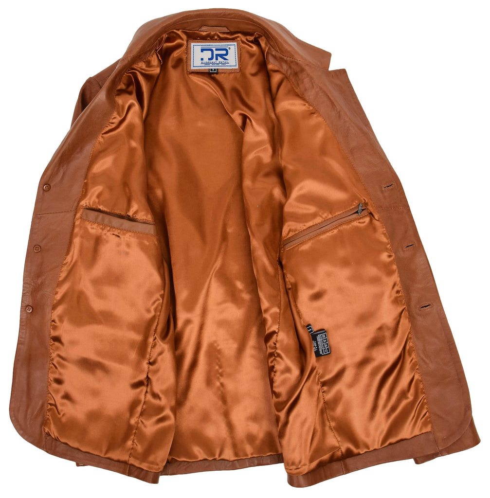 DR111 Real Lambskin Leather Men's Blazer Coat Tan 6
