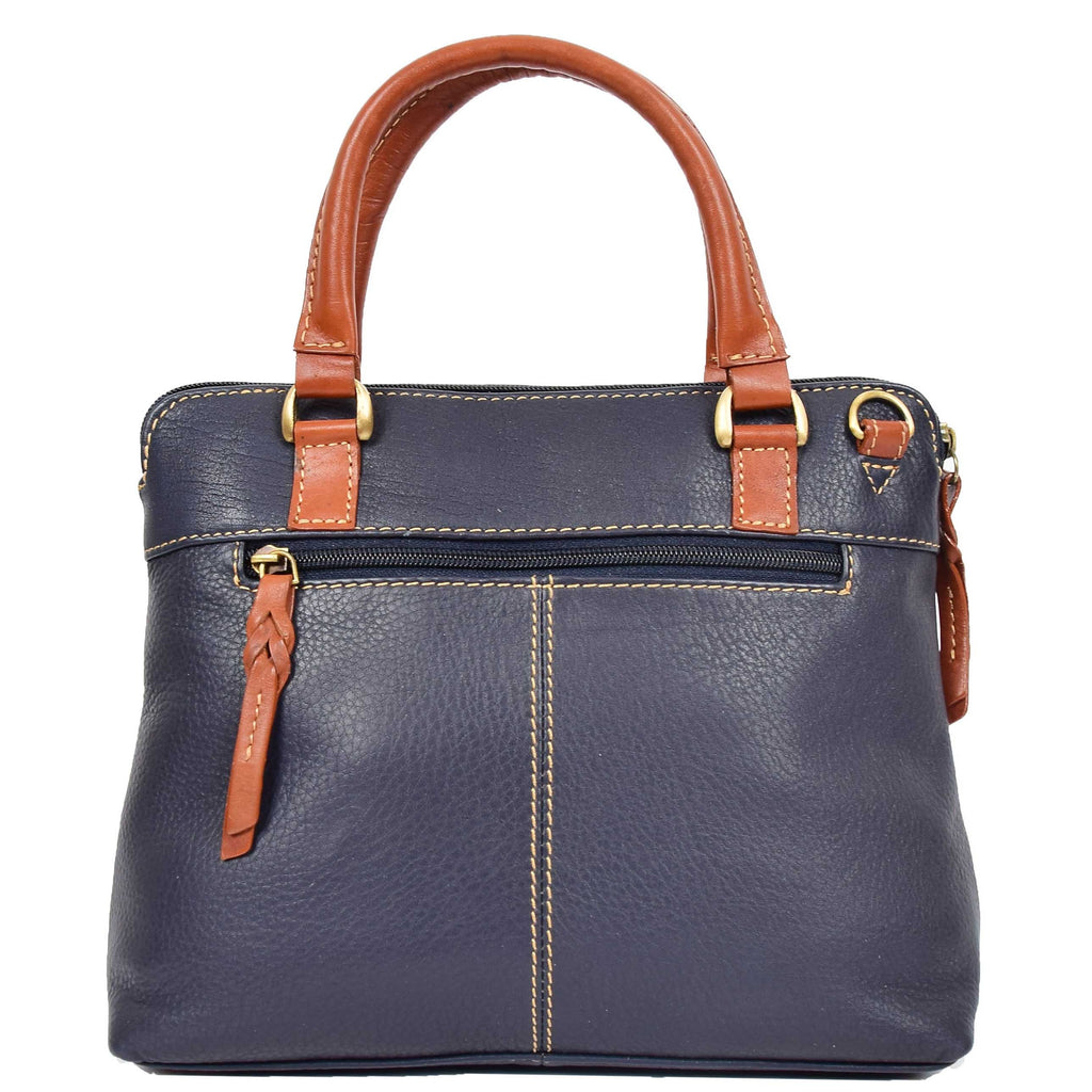 DR617 Women's Full Grain Leather Small Trendy Hobo Bag Navy 6