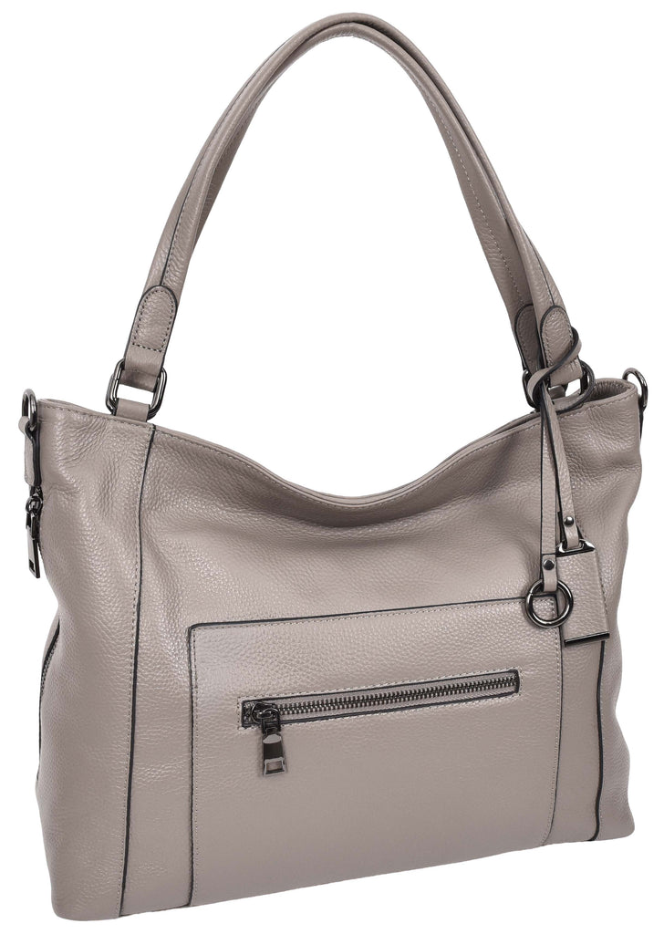 Abigail Women Leather Zip Opening Tote Shoulder Handbag Grey-6