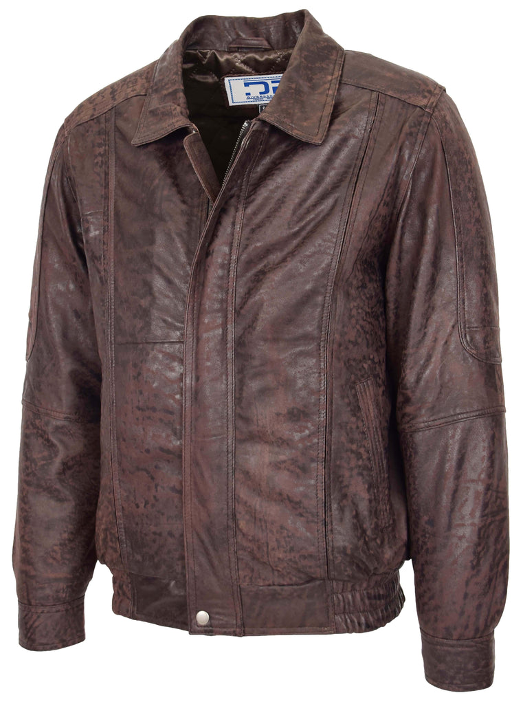 DR107 Men's Leather Classic Blouson Jacket Brown Nubuck 6
