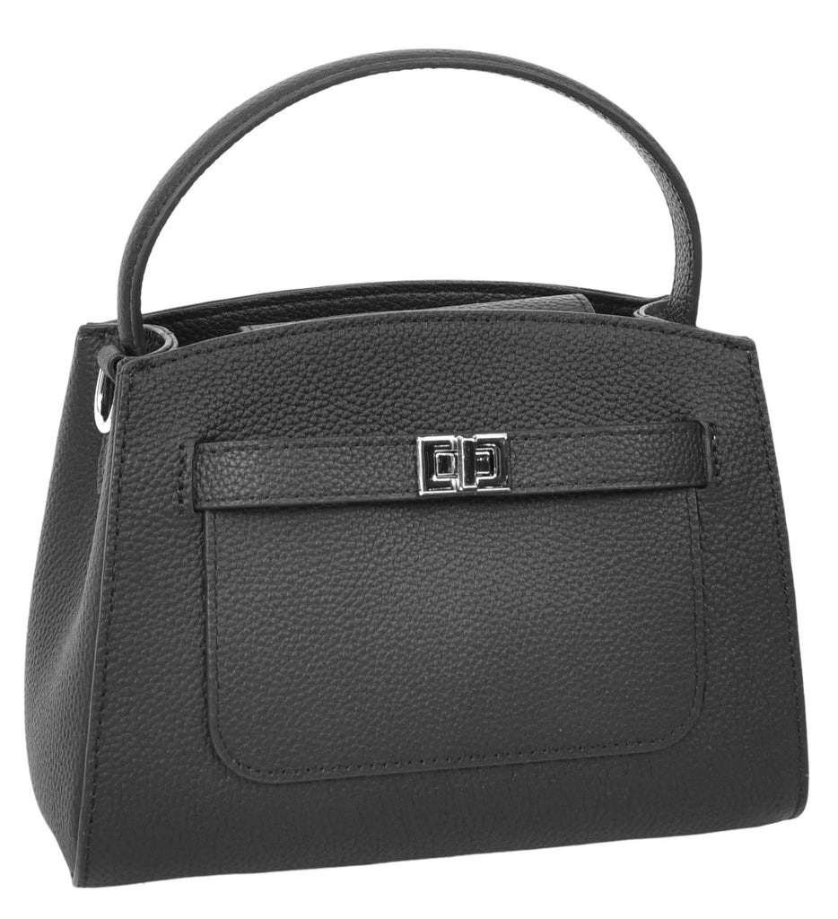 Halifax Women Small Leather Top Handle Shoulder Handbag  Black-6