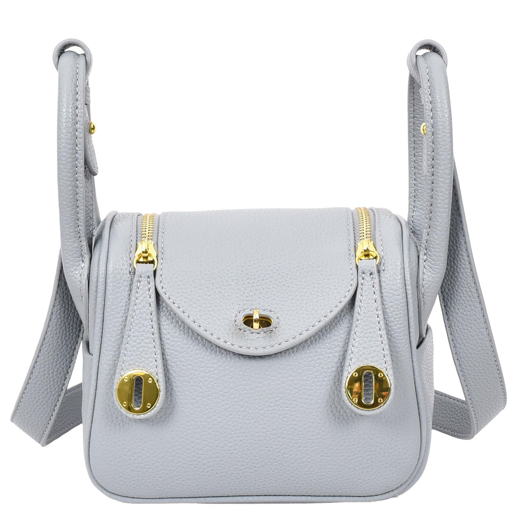 Regina Women's Faux Leather Mini Shoulder Strap Bag Sky Blue-6