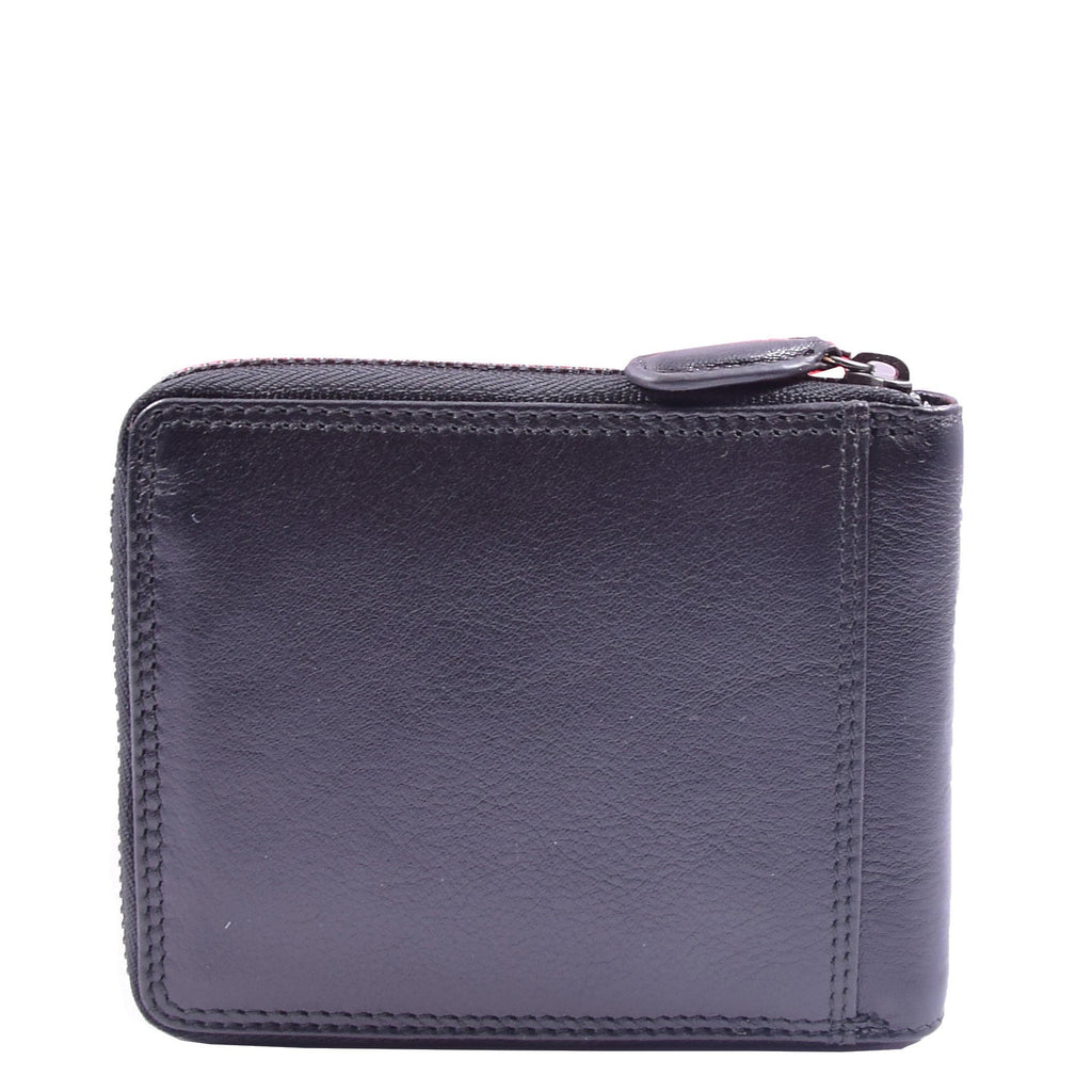 DR660 Men's Soft Genuine Leather Zip Around RFID Wallet Black 6
