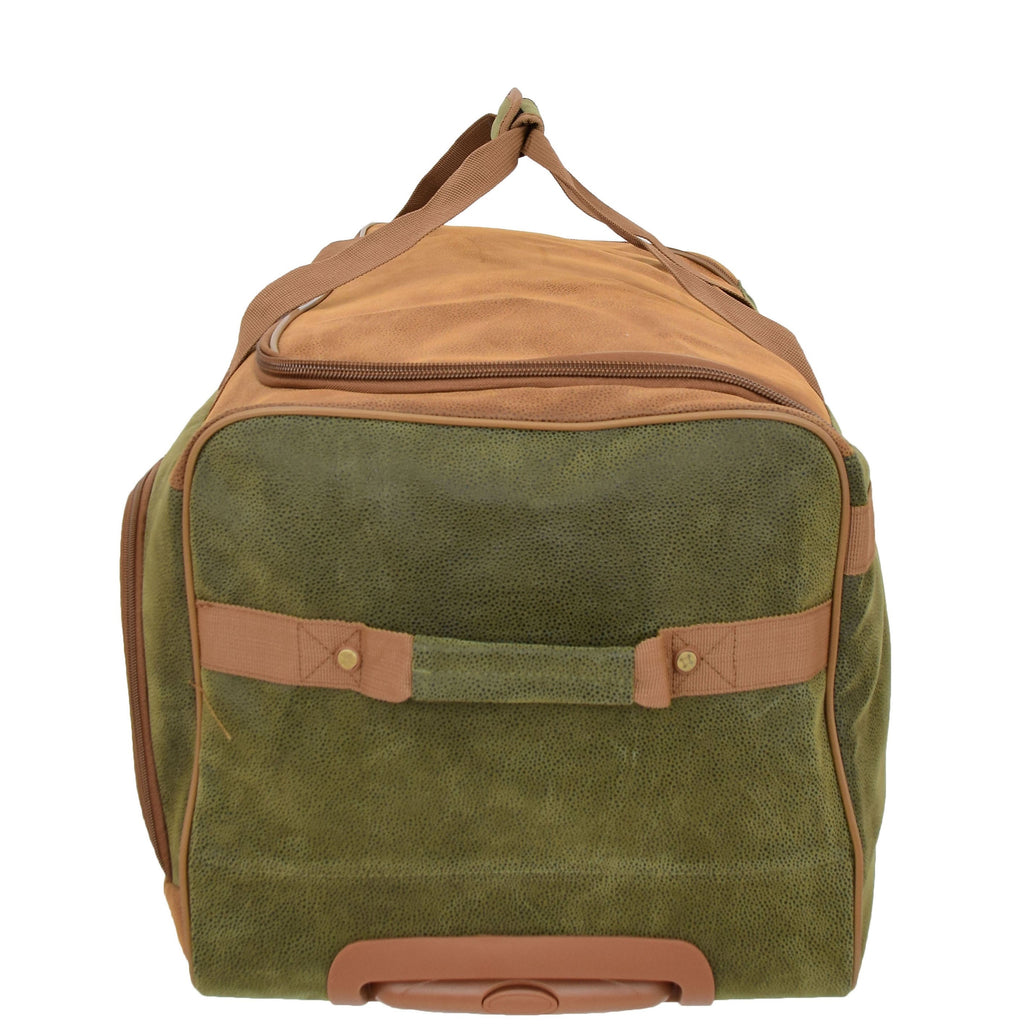 DR684 Faux Leather Travel Wheeled Holdall Bag Green 6