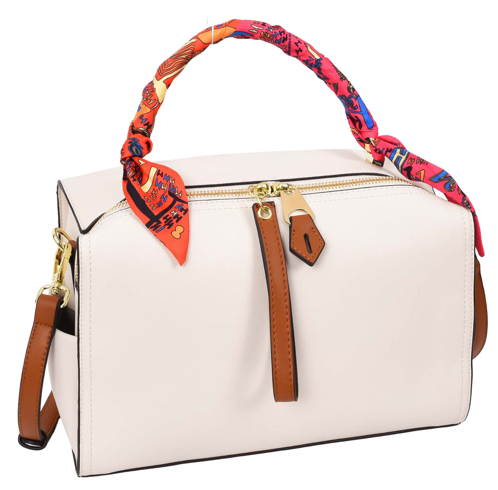 Aaliyah Women's  Faux Leather Barrel-Shaped Shoulder Handbag White-6