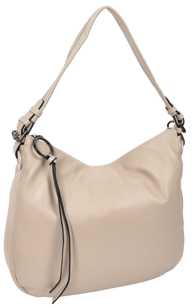 Ottawa Women's Genuine Leather Hobo Style Shoulder Handbag Taupe-6