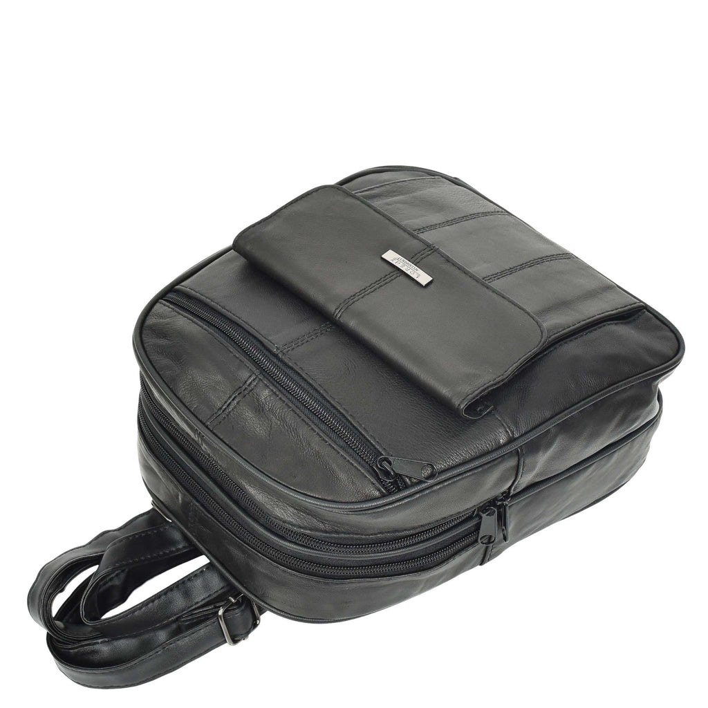 DR670 Women's Medium Size Backpack Leather Daypack Bag Black 6