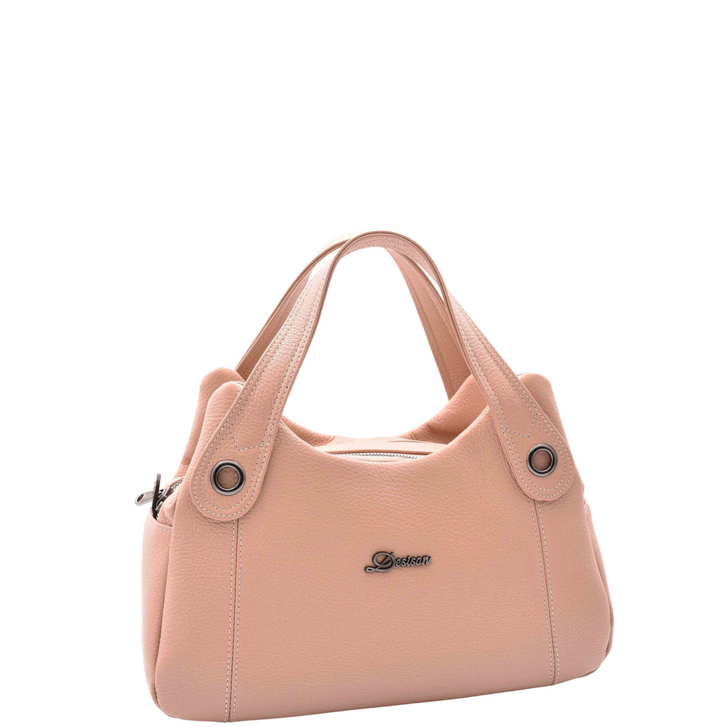 DR587 Women's Small Handbag Textured Leather Shoulder Bag Rose 6