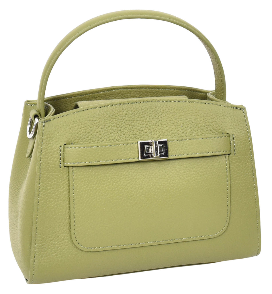 Halifax Women Small Leather Top Handle Shoulder Handbag  Olive-6