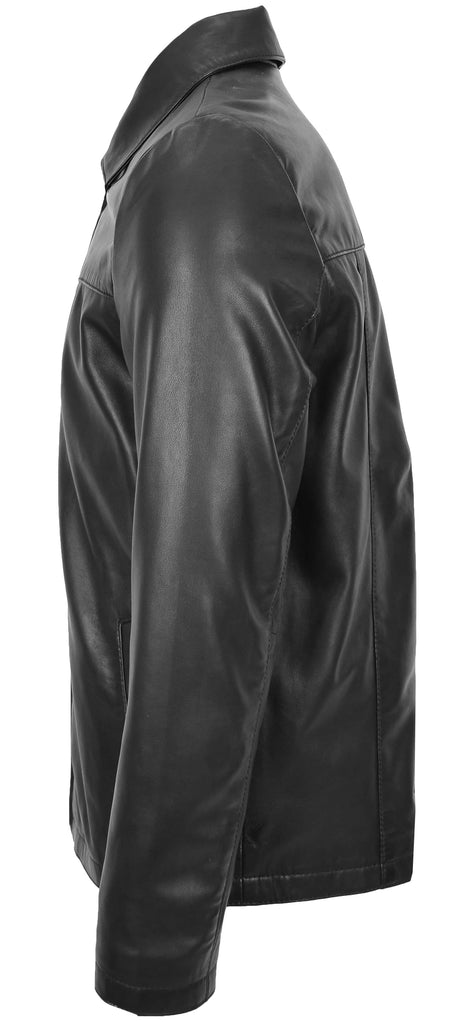DR104 Men's Classic Zip Box Leather Jacket Black 7