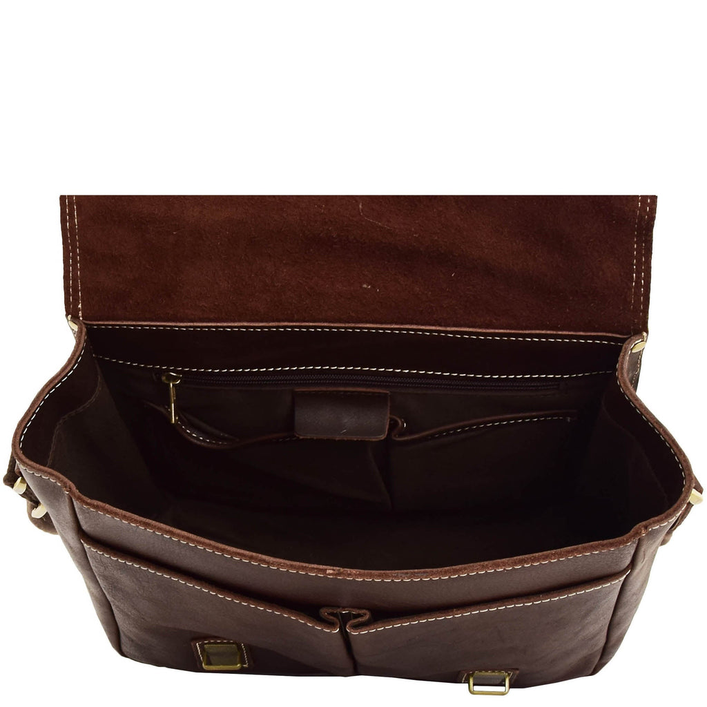 DR652 Genuine Leather Cross Body Camera Organiser Bag Brown 6