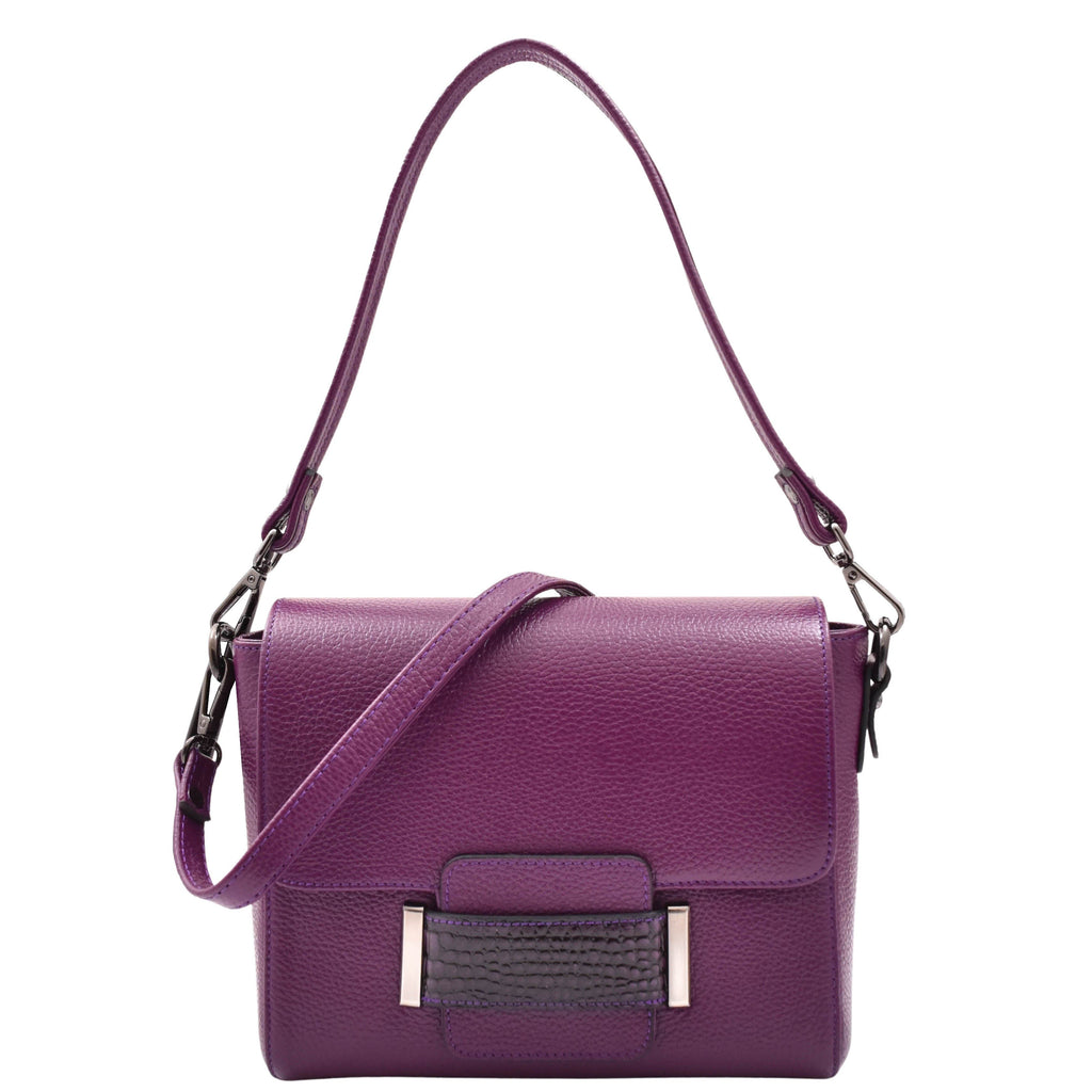 DR582 Women's Leather Adjustable Shoulder Strap Messenger Bag Purple 6
