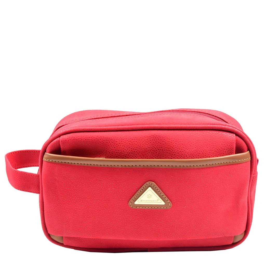 DR625 Toiletry Wash Faux Leather Wrist Bag Red 6