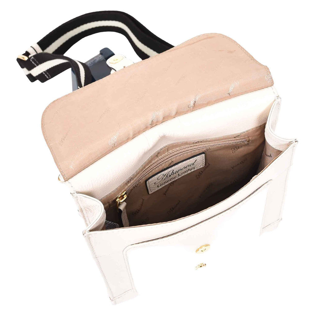 DR685 Ladies Real Leather Travel Messenger Bag White 6