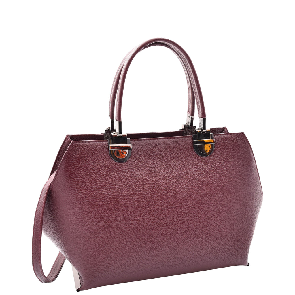 DR585 Women's Large Shoulder Bag With Classic Zip Opening Burgundy 6