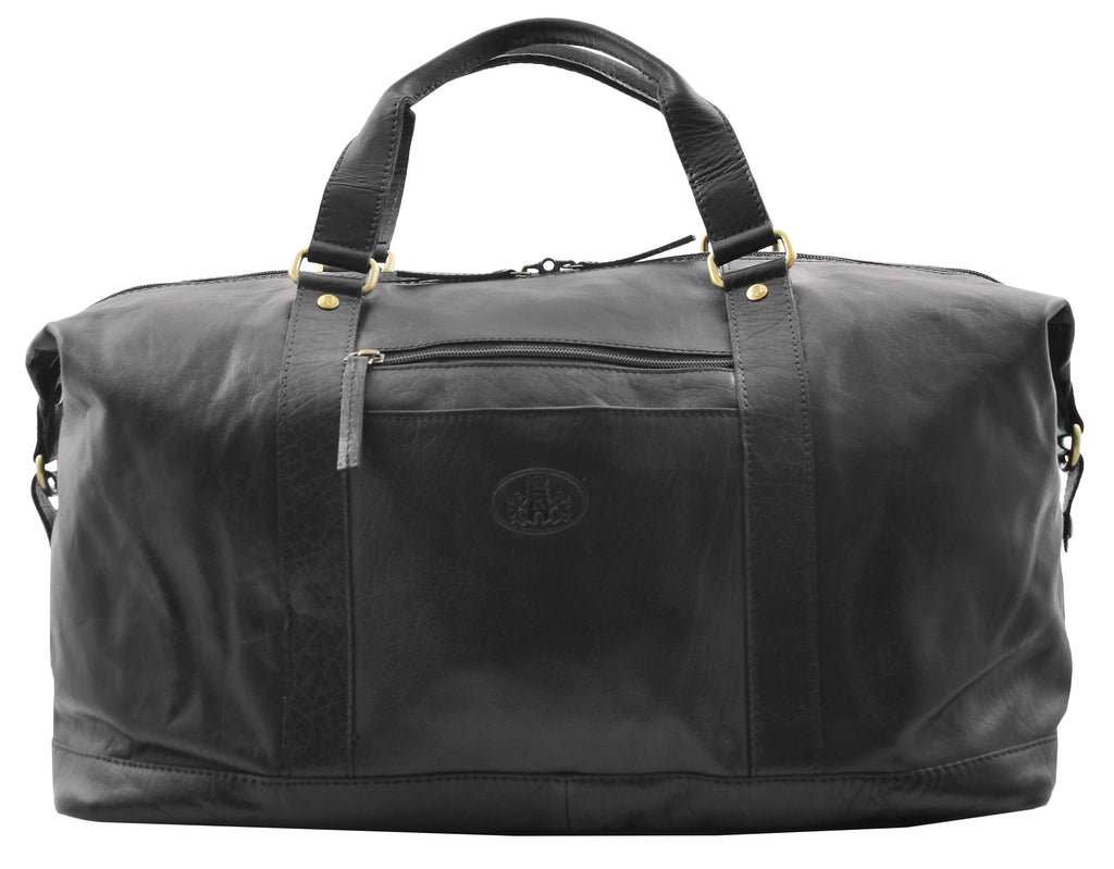 DR606 Genuine Leather Large Size Weekend Duffle Bag Black 6