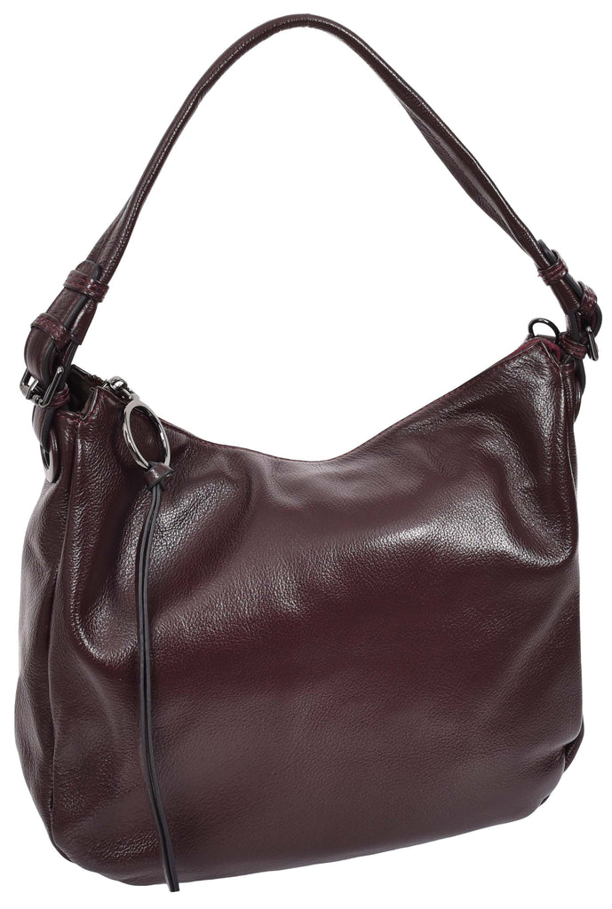 Ottawa Women's Genuine Leather Hobo Style Shoulder Handbag Purple-6