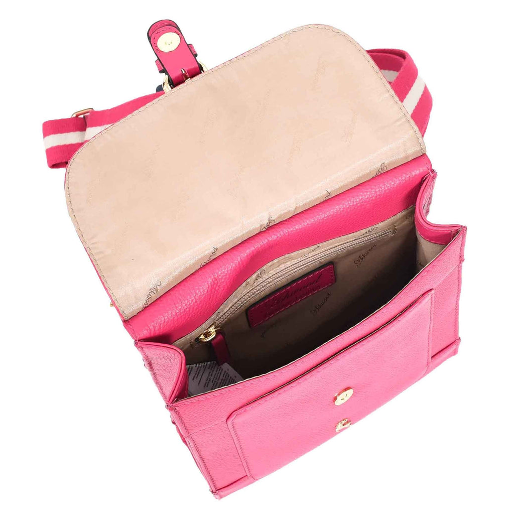 DR685 Ladies Real Leather Travel Messenger Bag Pink 6
