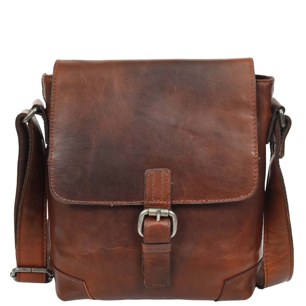 DR655 Men's Genuine Leather Cross Body Flight Bag Brown 6