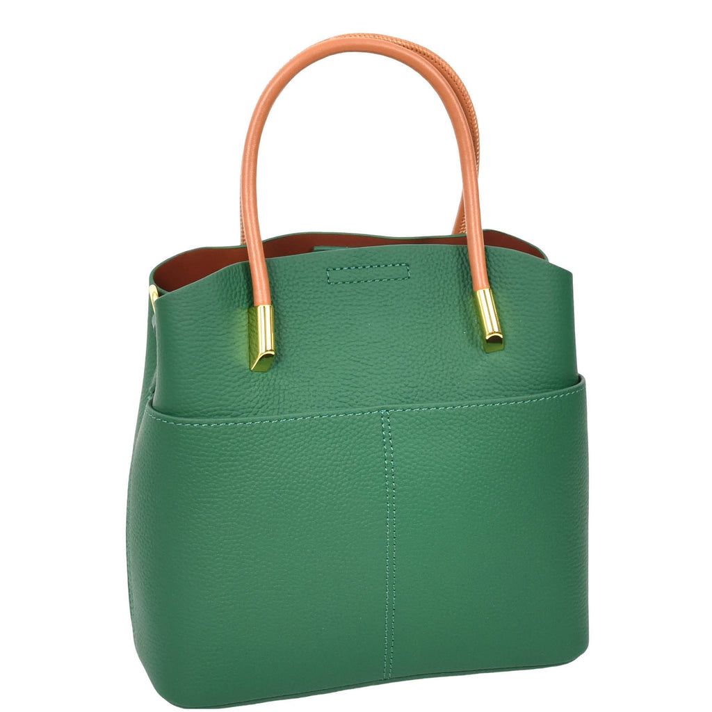 Winnipeg Women Leather Top Handle Shoulder Bag Green-6