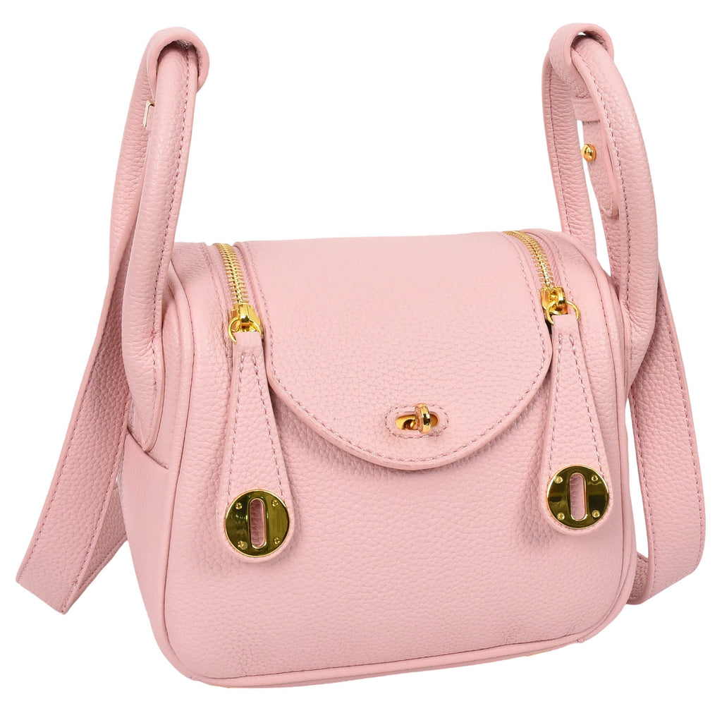 Regina Women's Faux Leather Mini Shoulder Strap Bag Pink-6